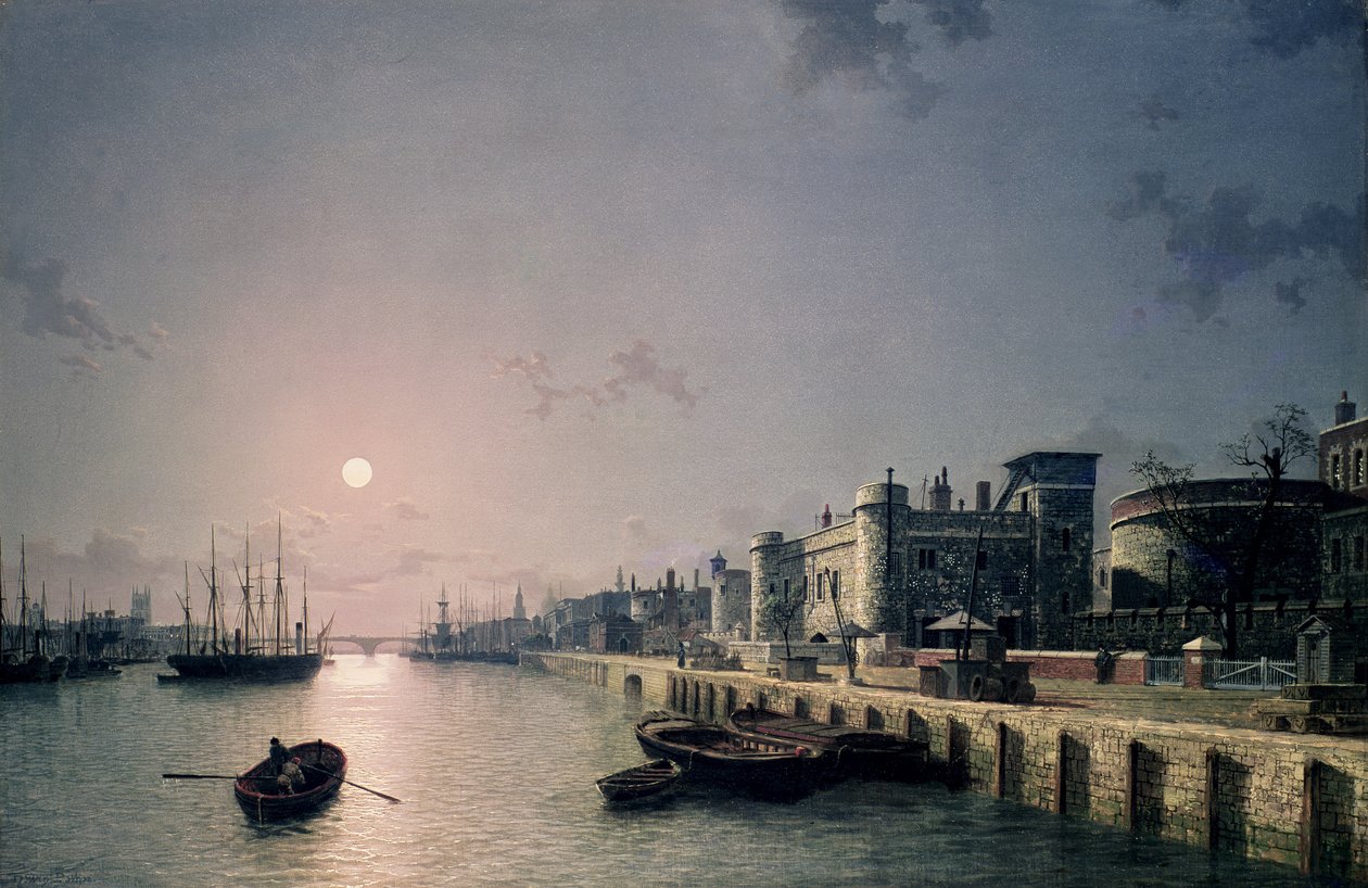 Torre de Londres y el Támesis a la luz de la luna de Henry Pether