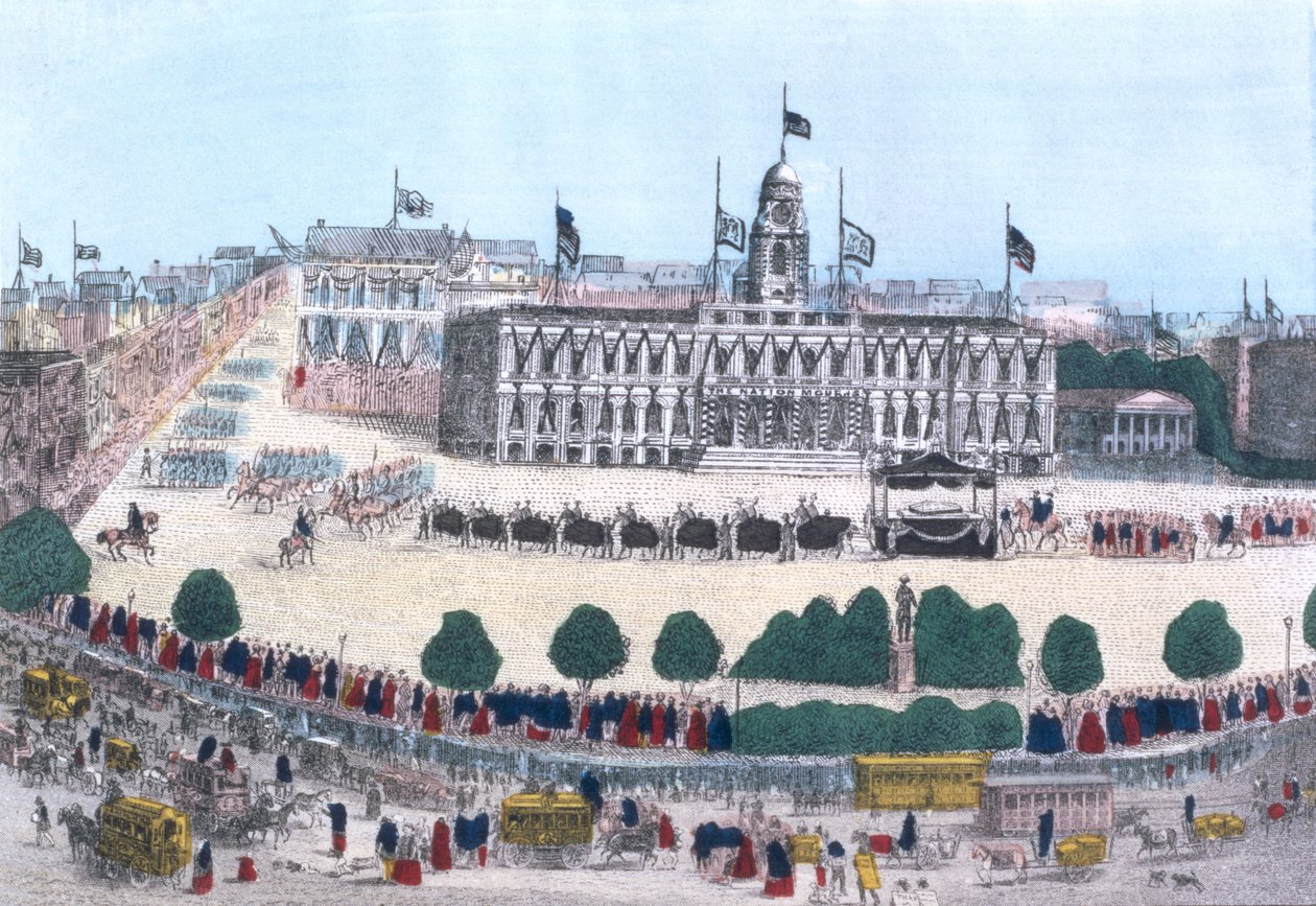 Procesión fúnebre en memoria del presidente Abraham Lincoln, pub. por Charles Magnus, 1865 de Henry R. Robinson
