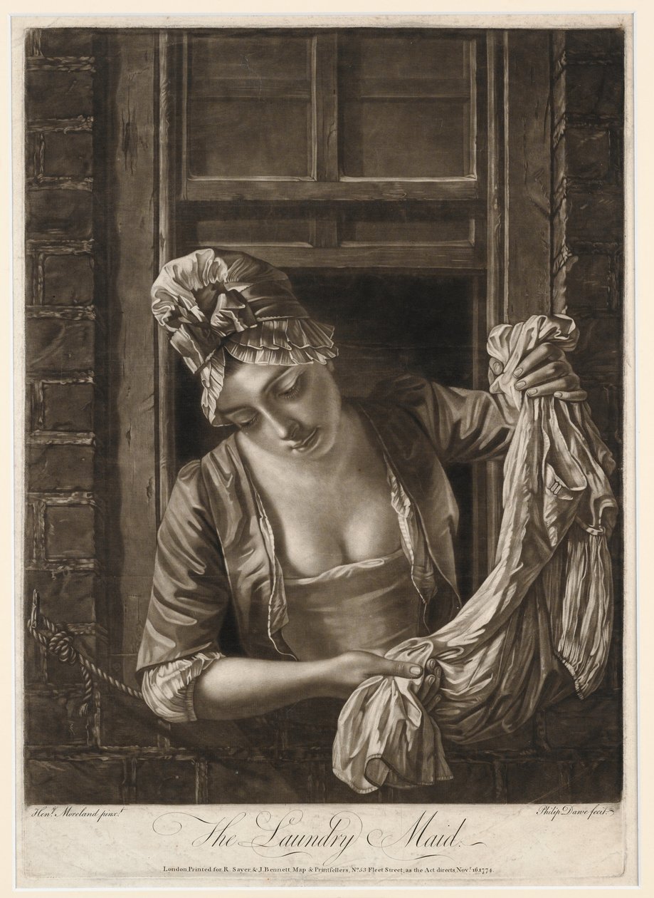 La lavandera, impresión hecha por Philip Dawe, 1772 de Henry Robert Morland
