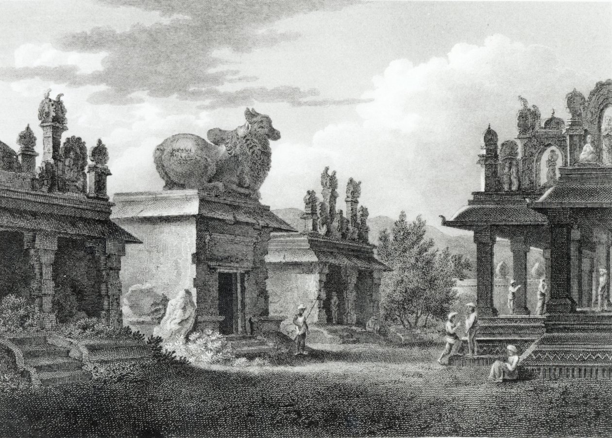 Pagodas en Calicut, grabado por W. Angus de Henry Salt
