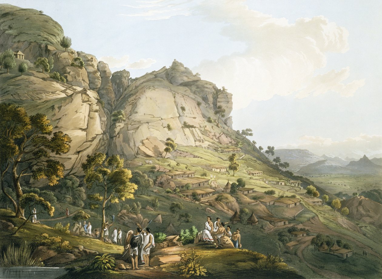 La ciudad de Abha en Abisinia, grabado por J. Bluck de Henry Salt