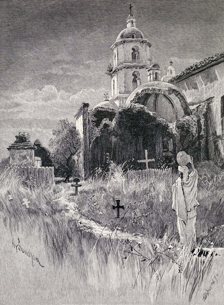 Cementerio y misión, San Luis Rey de Francia, California, de 