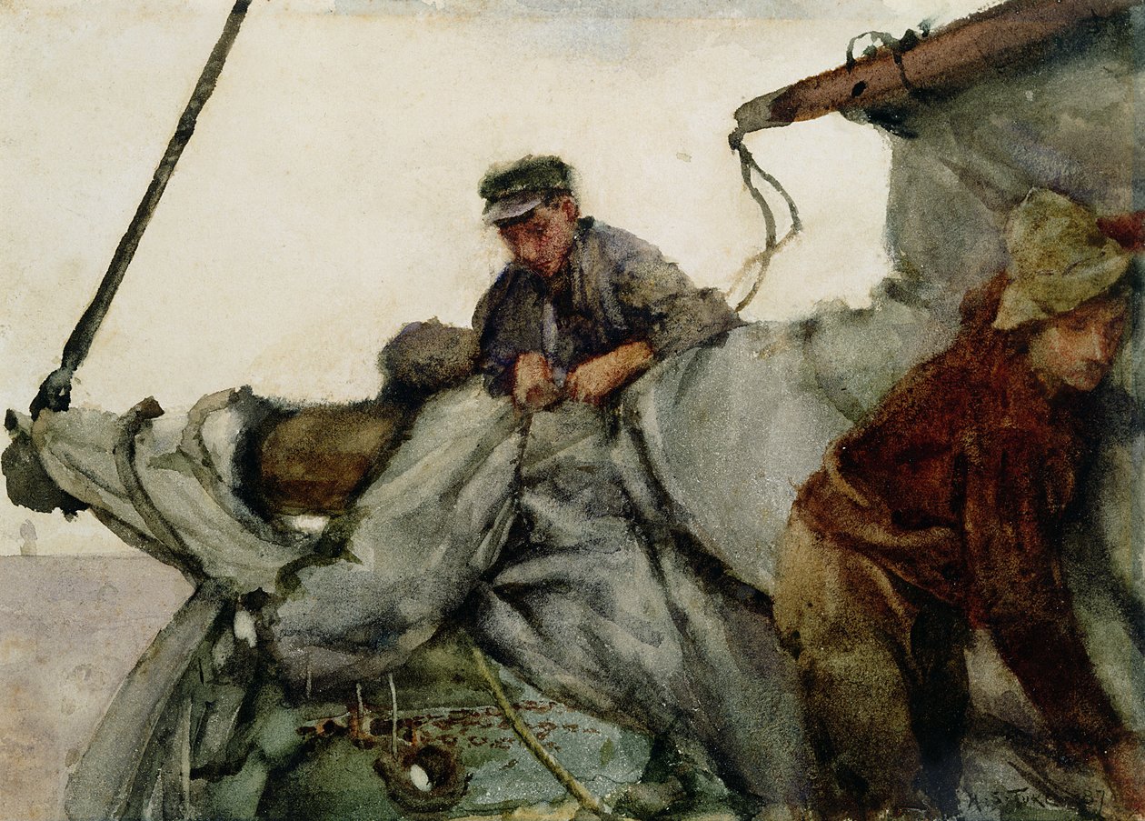 Trabajando en la Vela, 1887 de Henry Scott Tuke