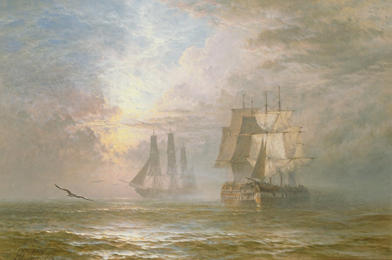 Hombres de guerra anclados, 1873 de Henry Dawson
