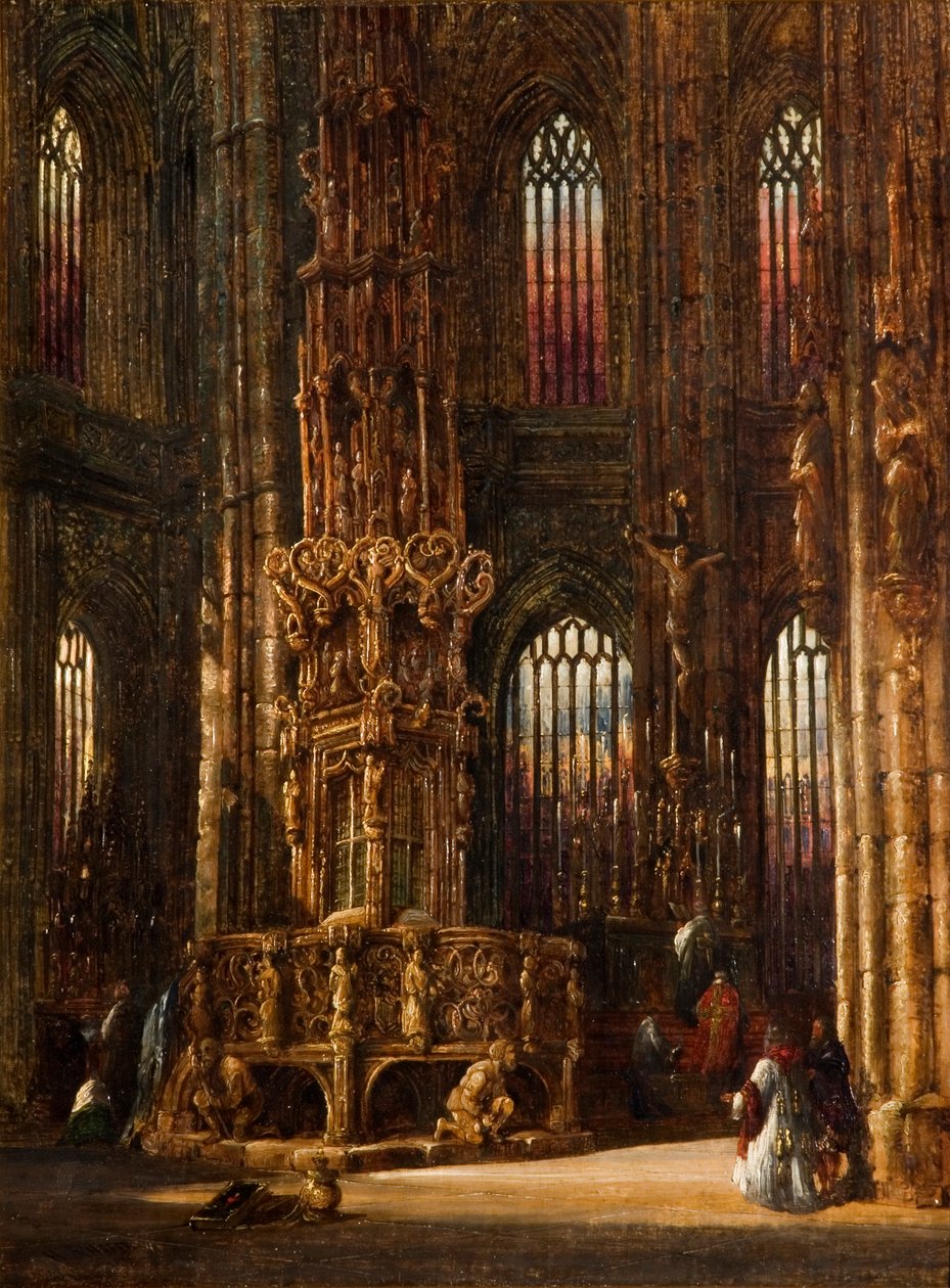 Interior de la Iglesia de San Lorenzo, Núremberg, c.1875 de Henry Thomas Schafer
