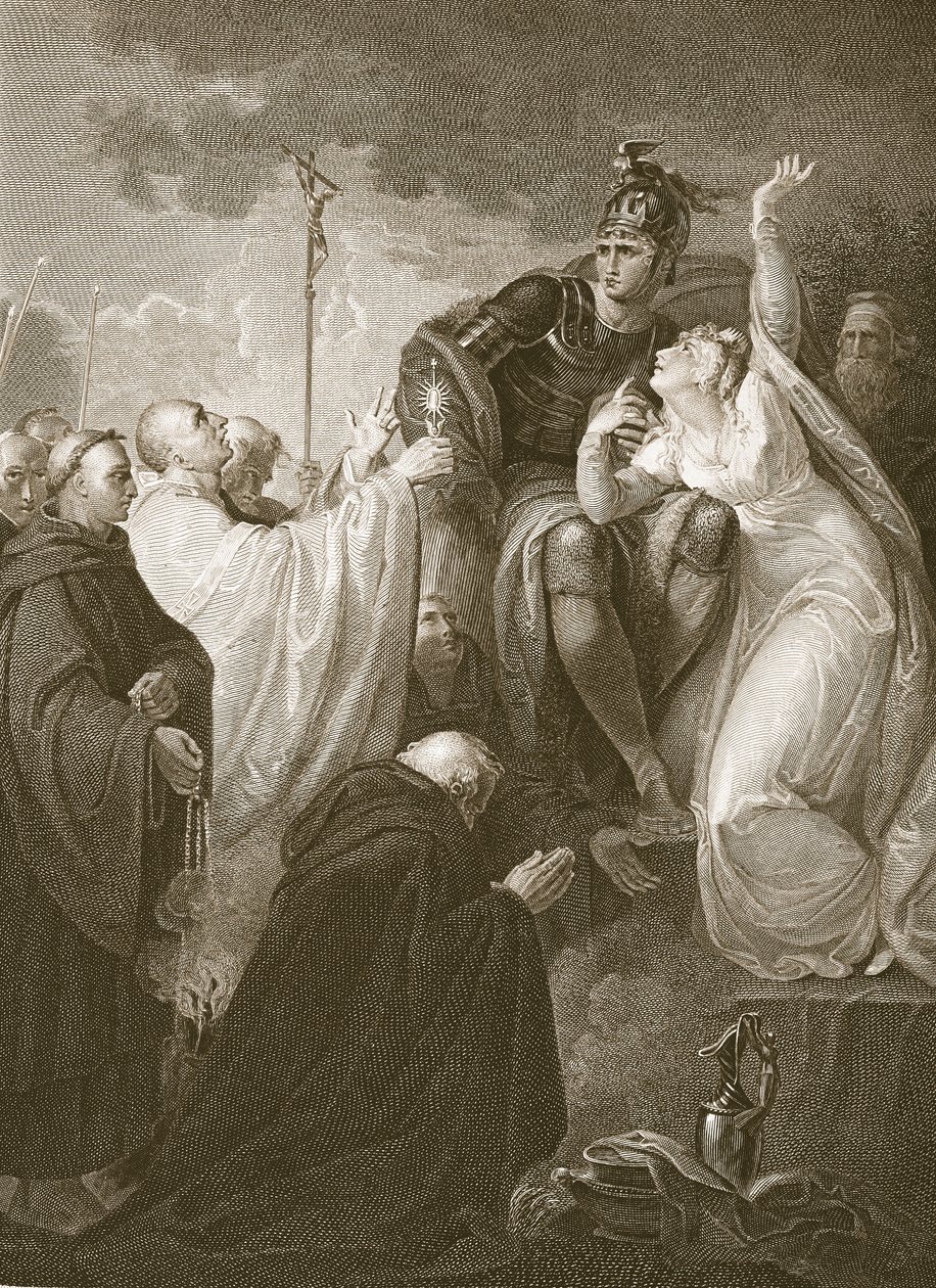 San Agustín ante Ethelbert, grabado por A. Smith, ilustración de 