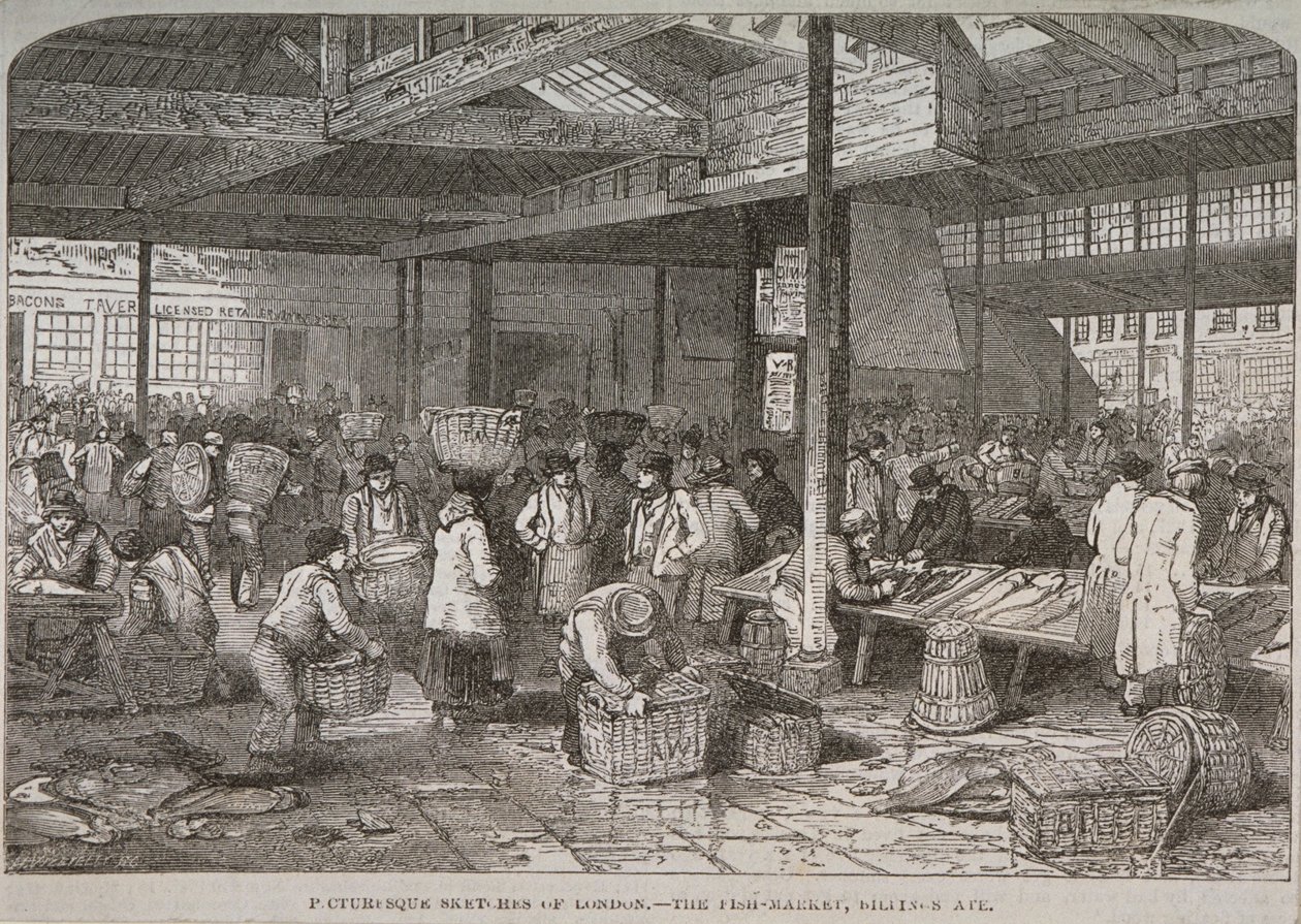 Vista interior del mercado de Billingsgate, 1849 de Henry Vizetelly