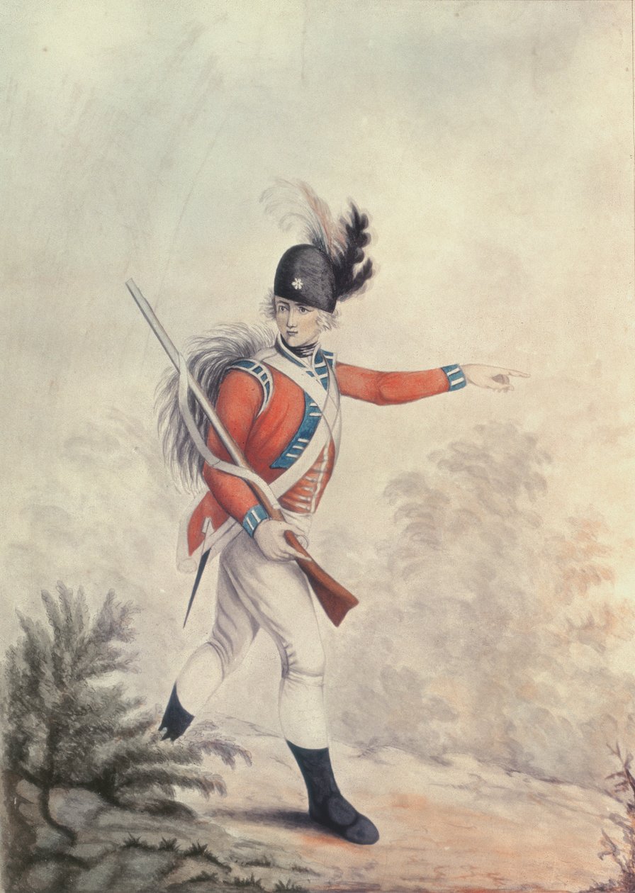 Infantería ligera, pintura para el grabado de Soiron publicado por Thomas Macklin, 20 de julio de 1791 de Henry William Bunbury