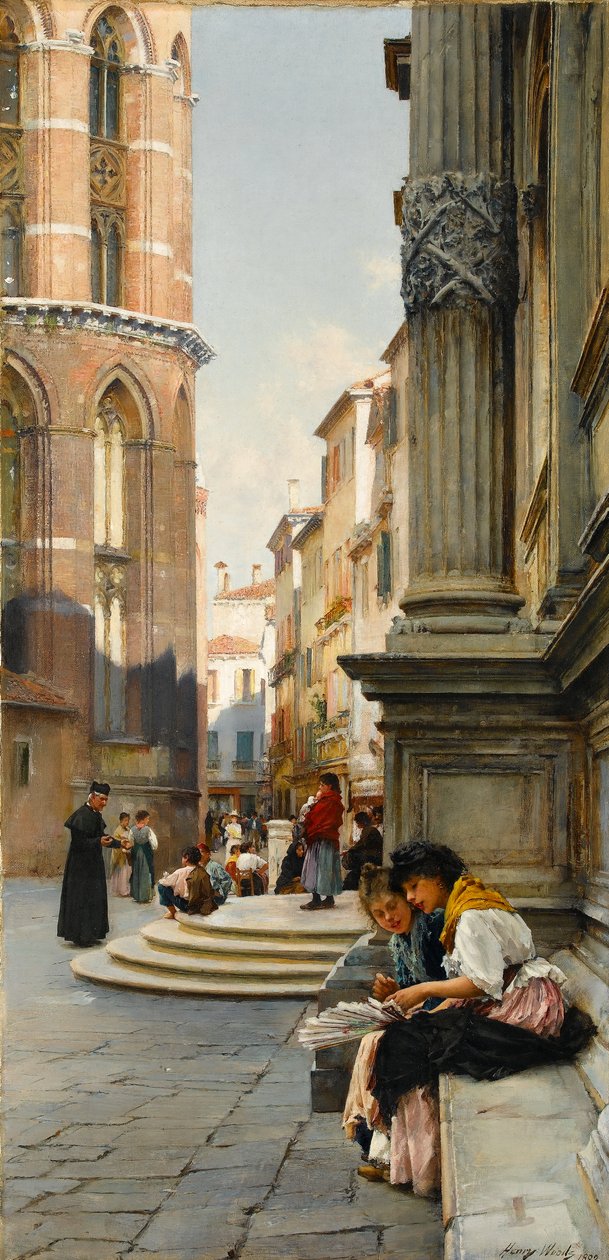 La Iglesia de los Frari y la Escuela de San Rocco, Venecia, 1892 de Henry Woods