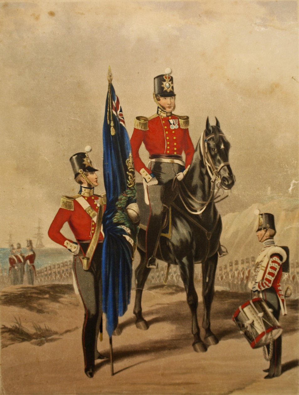 Los Marines Reales mostrando un Oficial de Campo y un Teniente Segundo de Henry de Daubrava
