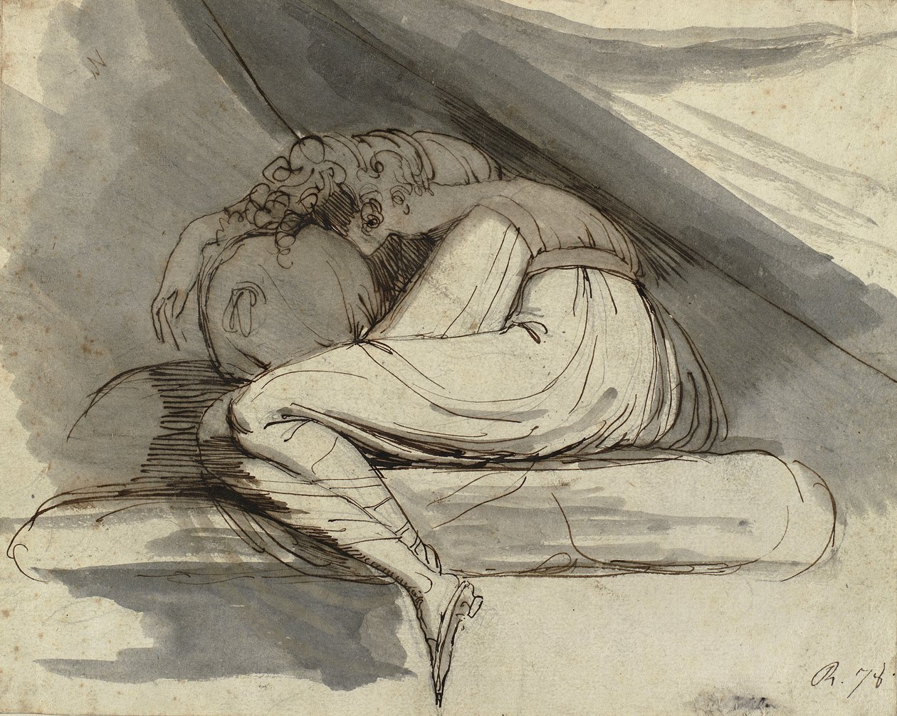 Mujer sentada, acurrucada (después de 1778) de Henry  Fuseli