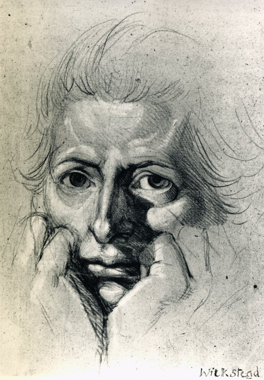 Estudio para autorretrato, por Henry Fuseli (1741-1825), dibujo. Suiza de Johann Heinrich Füssli