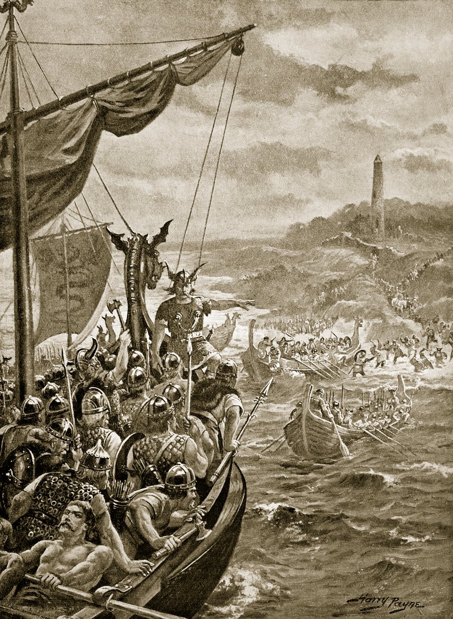 Un ataque de los daneses en Irlanda, ilustración de 