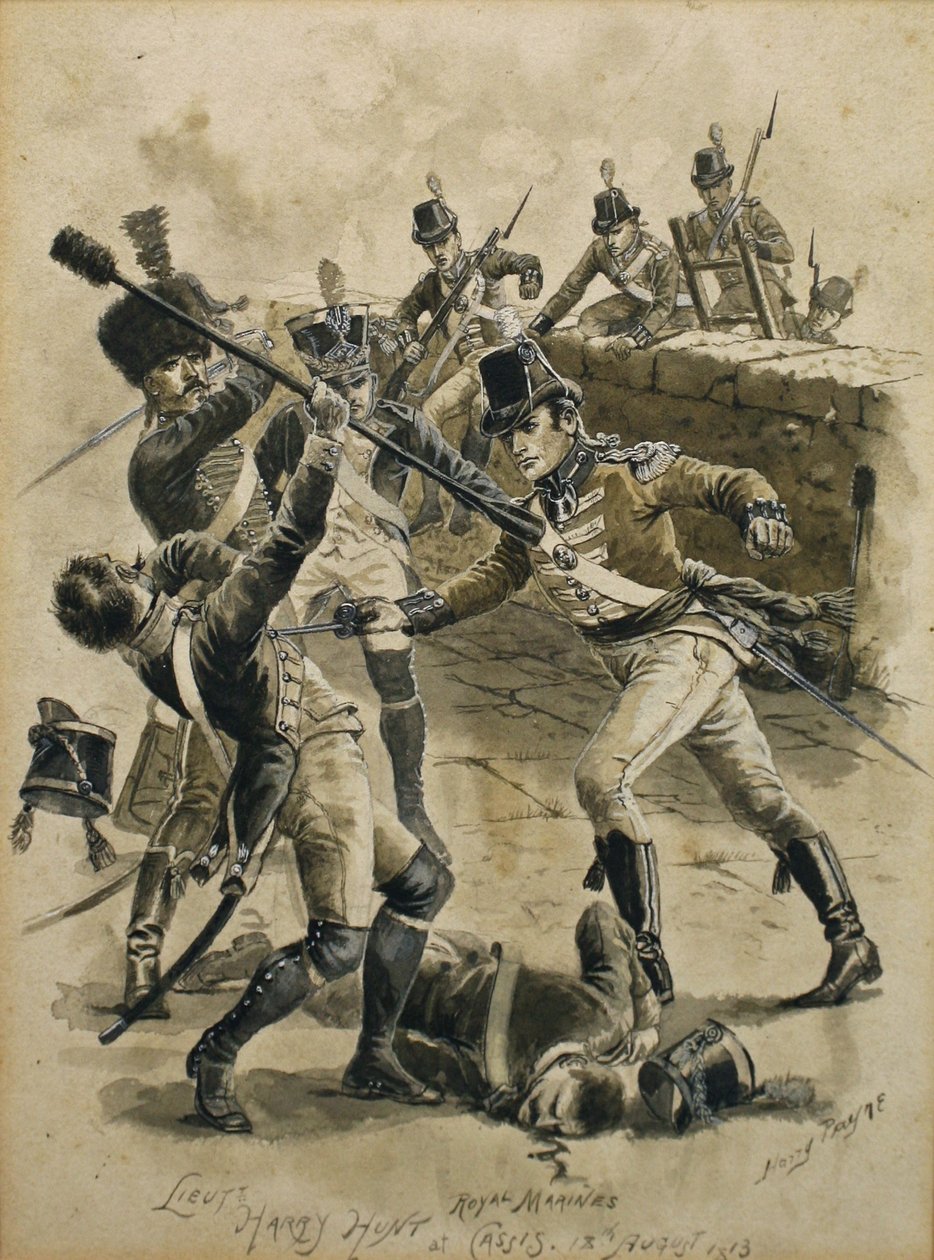 Teniente Harry Hunt Royal Marines en Cassis el 18 de agosto de 1813 de Henry A. Payne
