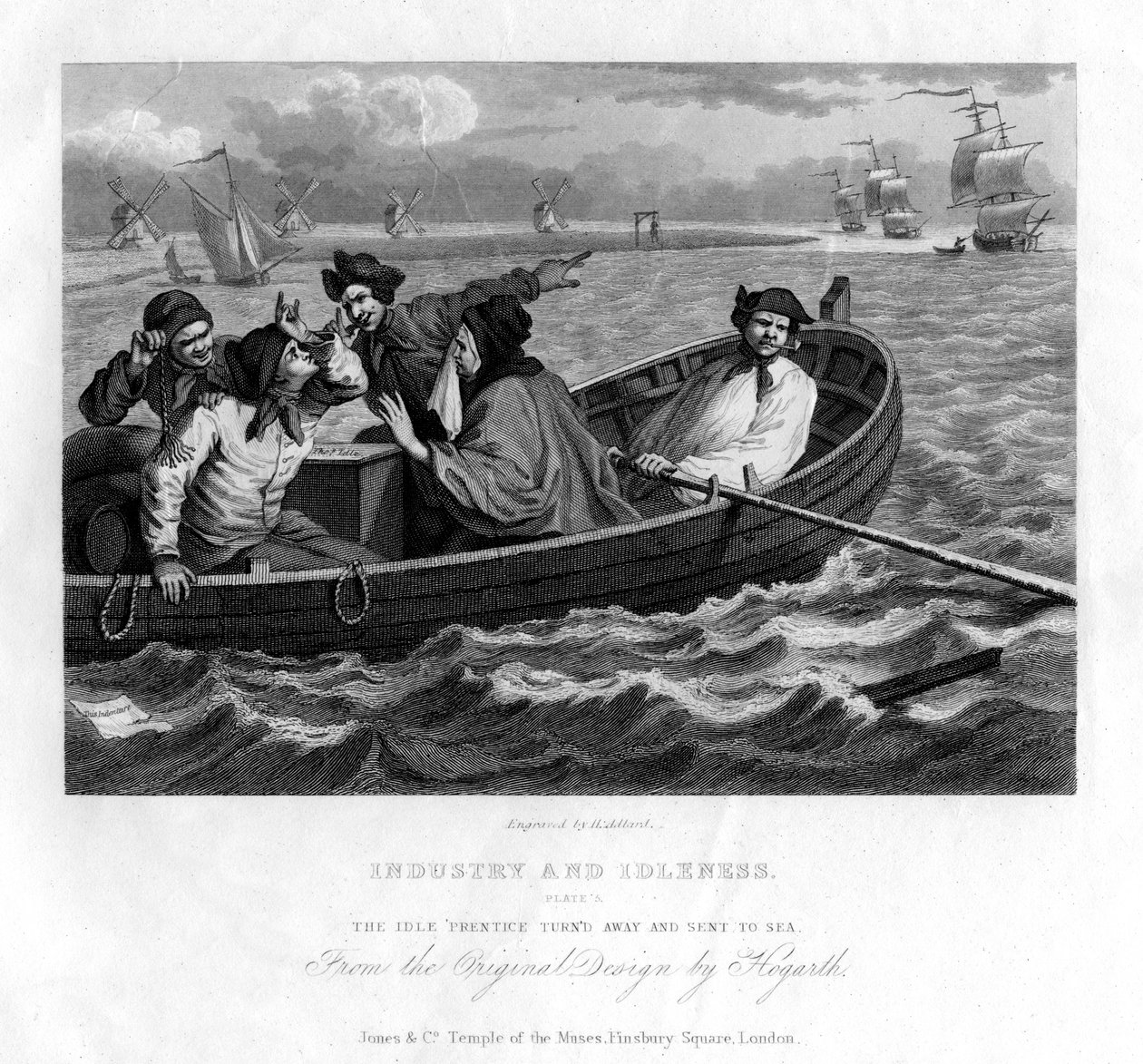 El aprendiz ocioso despedido y enviado al mar, placa V de Industria y Ociosidad, 1833 de Henry Adlard