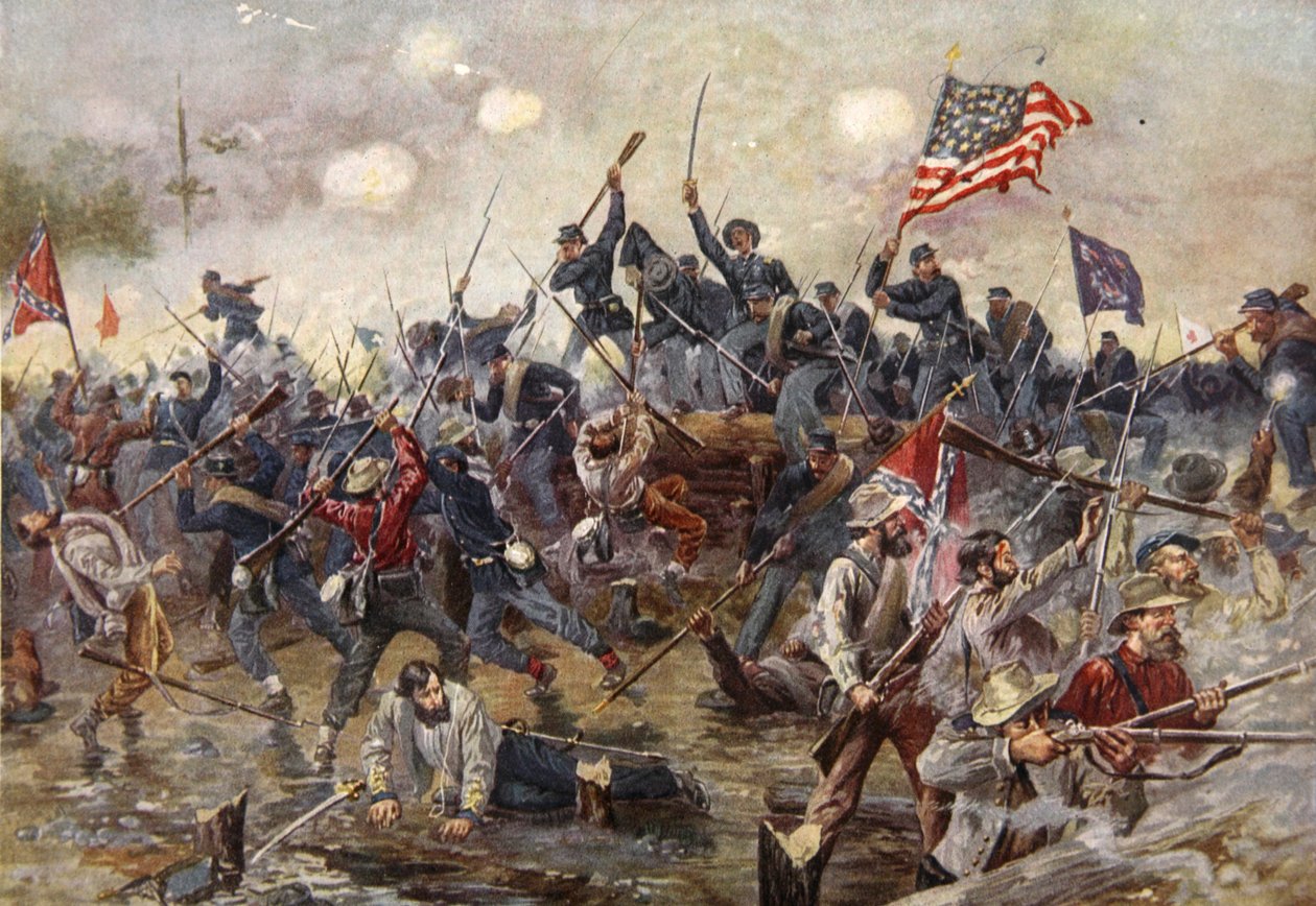 La batalla de Spotsylvania, 8-21 de mayo de 1864 (litografía en color) de Henry Alexander Ogden