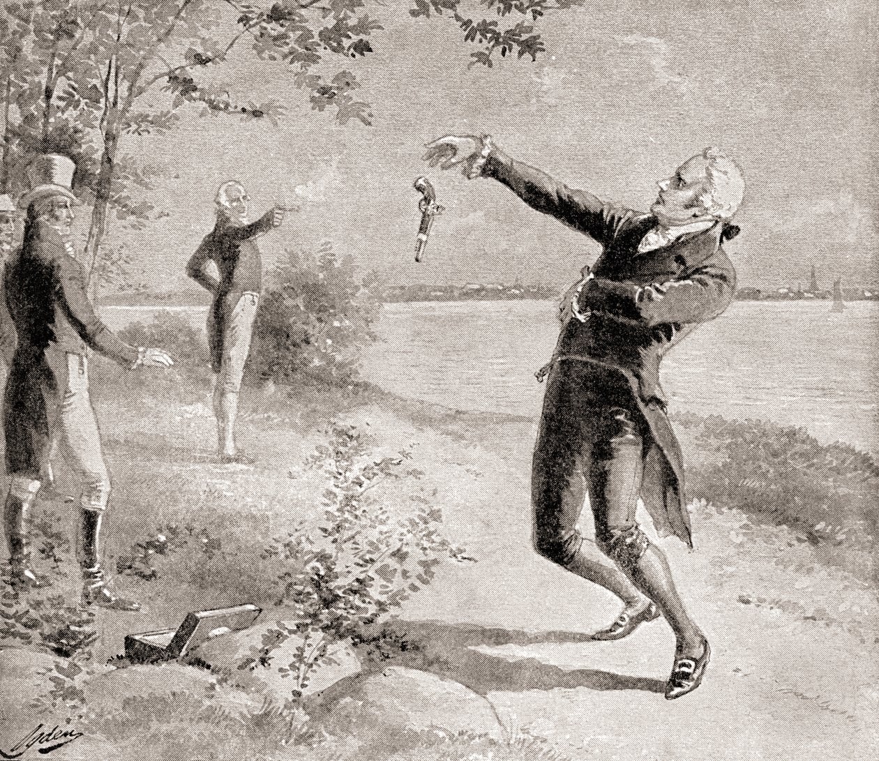 El duelo Burr-Hamilton el 11 de julio de 1804, de La Historia de Nuestro País, publicado en 1905 de Henry Alexander Ogden