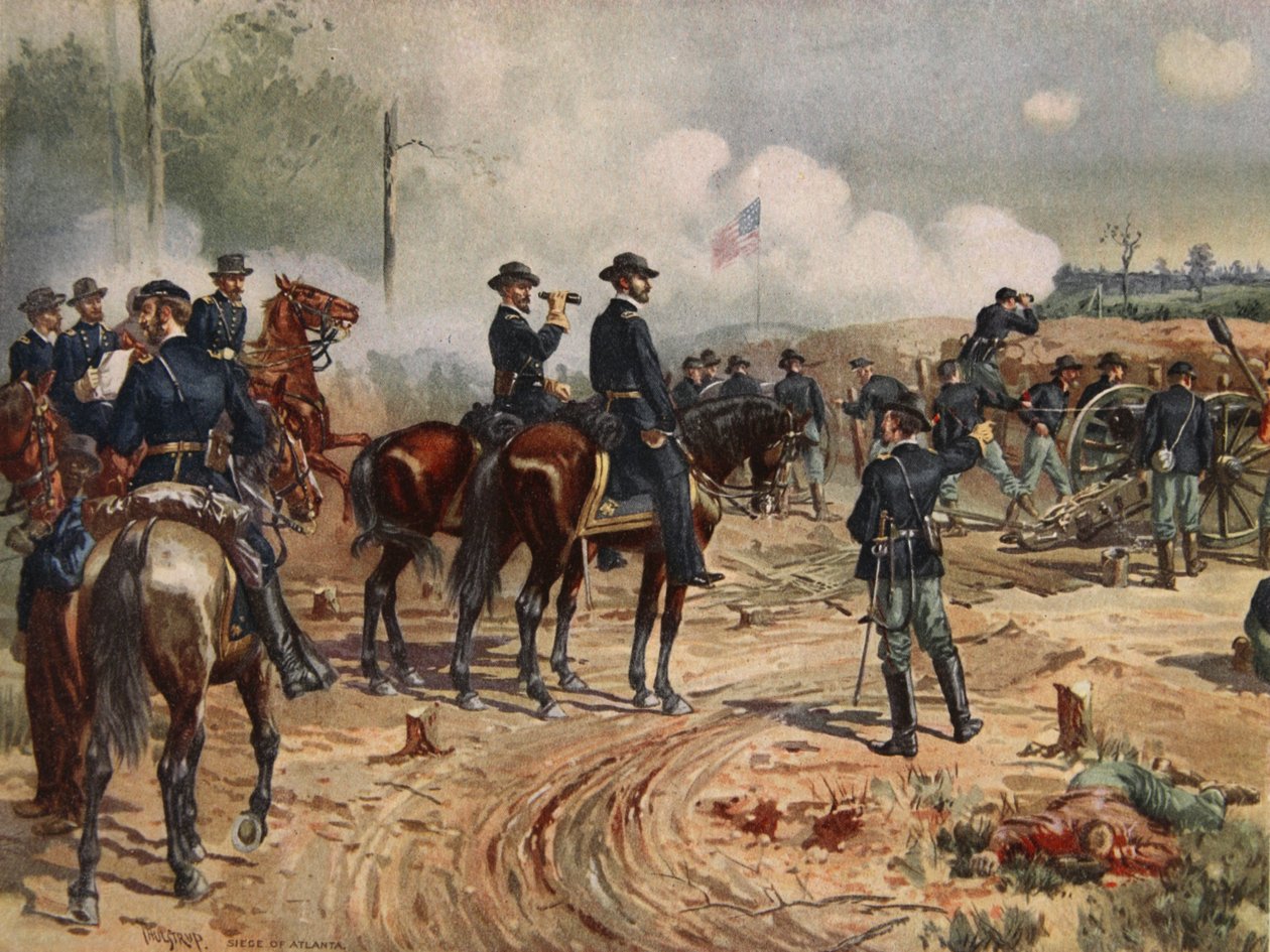 El sitio de Atlanta, del 28 de julio al 2 de septiembre de 1864 (litografía en color) de Henry Alexander Ogden