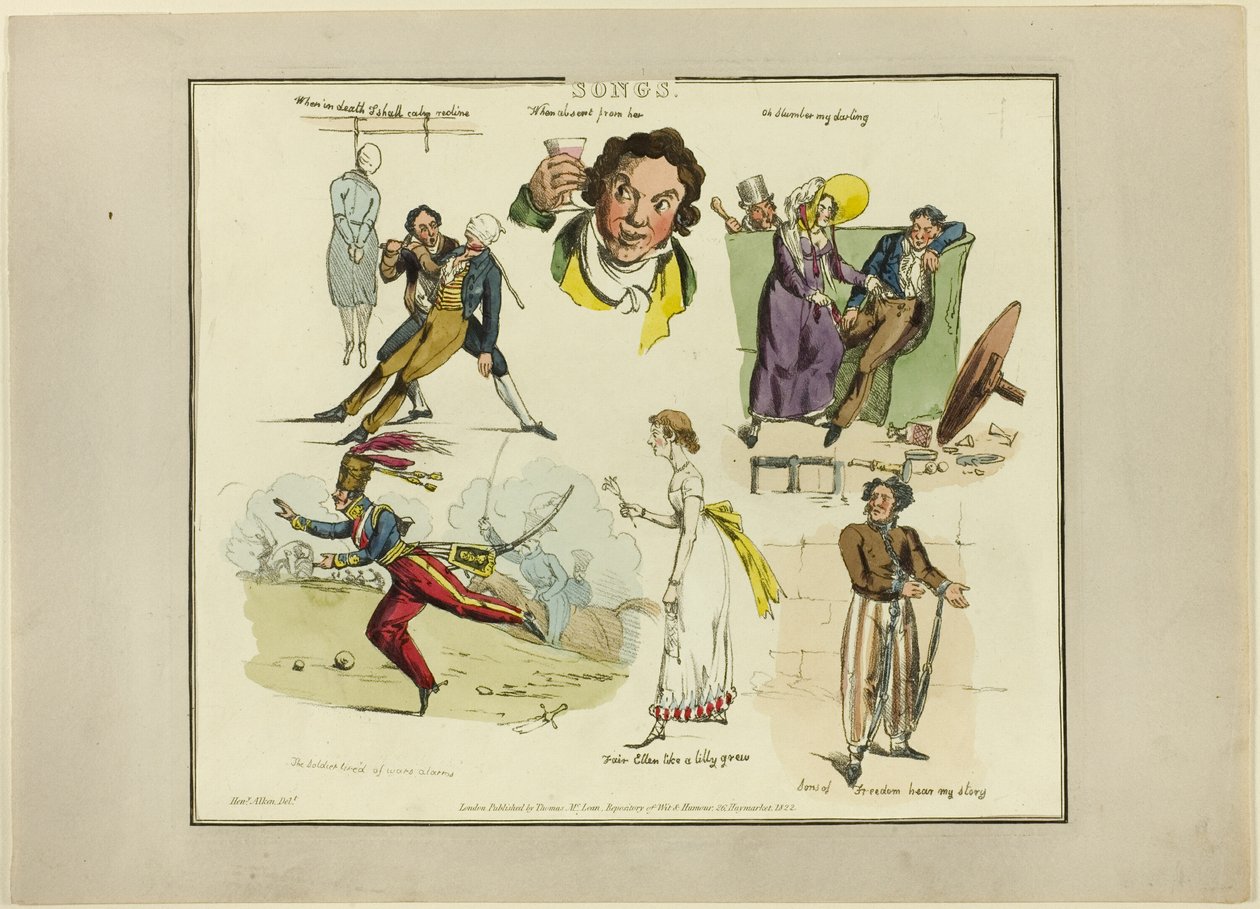 Placa de ilustraciones a canciones populares de Henry Alken