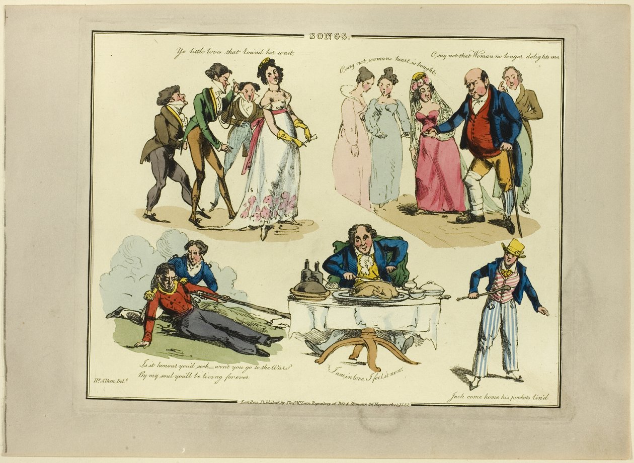 Placa de ilustraciones a canciones populares de Henry Alken