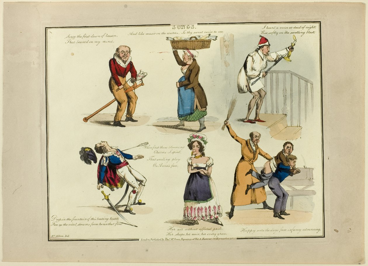 Placa de ilustraciones a canciones populares de Henry Alken