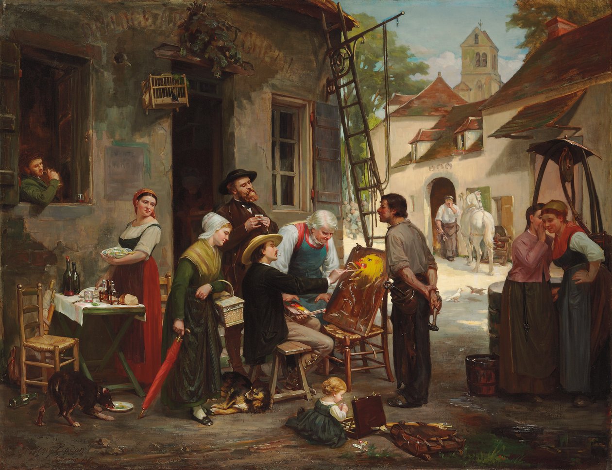 Un nuevo letrero para la vieja posada, 1870 de Henry Bacon