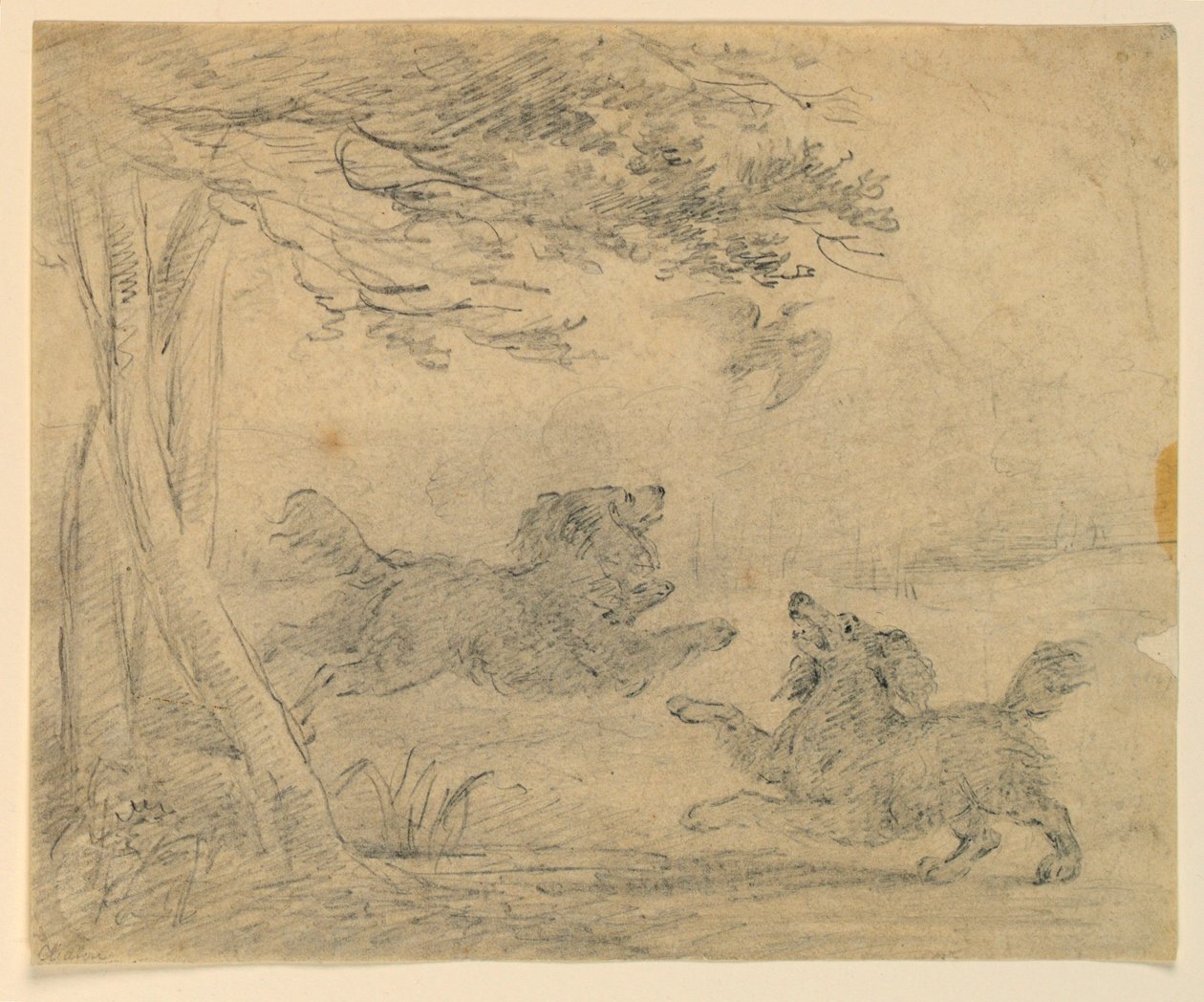Estudio de dos spaniels en un parque de Henry Bernard Chalon