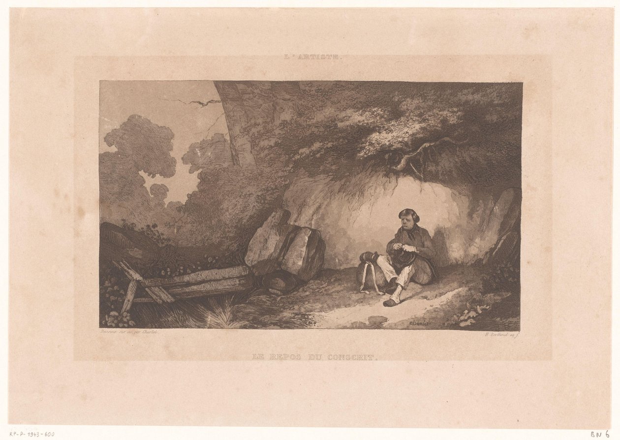 Rotswand conoció al hombre rustende El descanso del recluta. (título en el objeto) El artista. (título de la serie) de Henry Berthoud