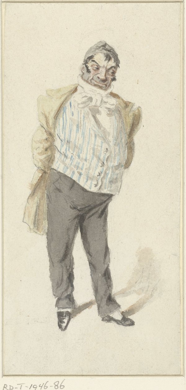 Caricatura de un caballero de pie de Henry Bonaventure Monnier