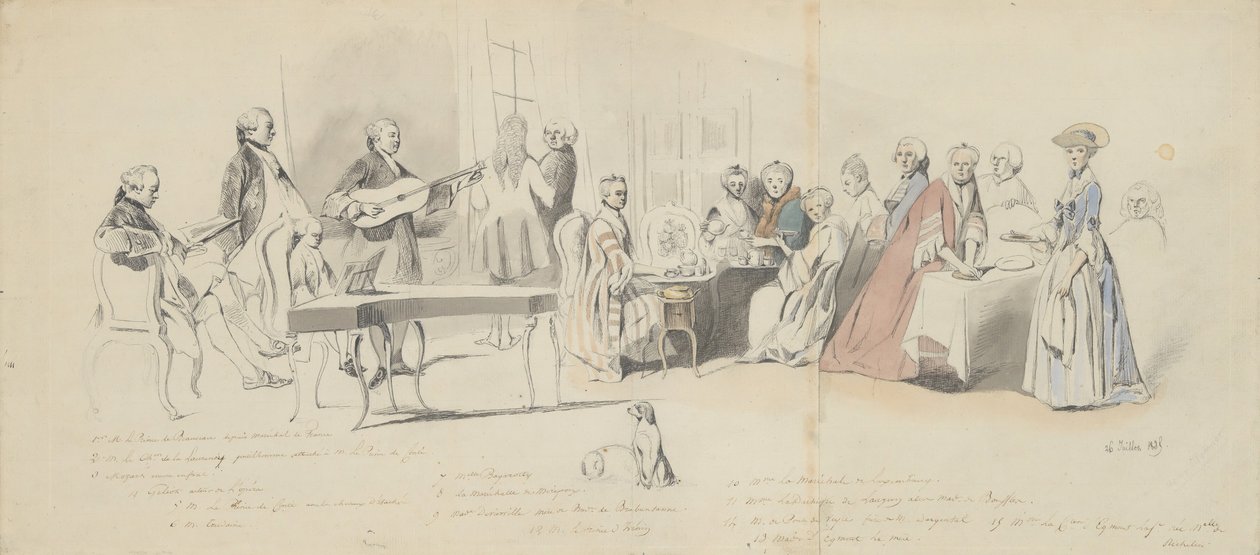 Fiesta del té en el Príncipe de Conti, mediados del siglo XIX de Henry Bonaventure Monnier