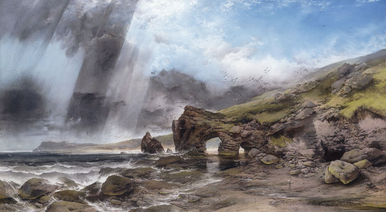 Una Costa Rocosa en Padstow, Cornwall de Henry Bright
