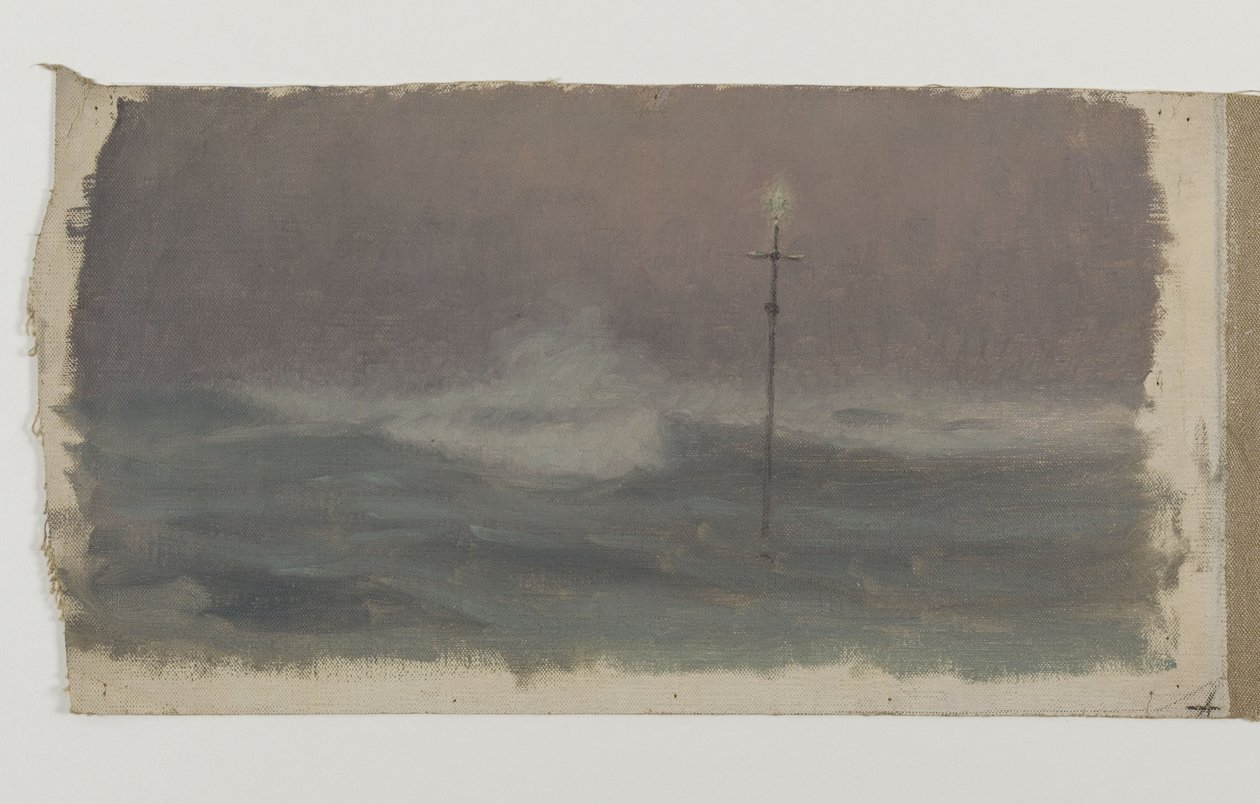 Cruz y ola, Bretaña, hacia 1905 (óleo sobre lienzo) de Henry Brokman Knudsen