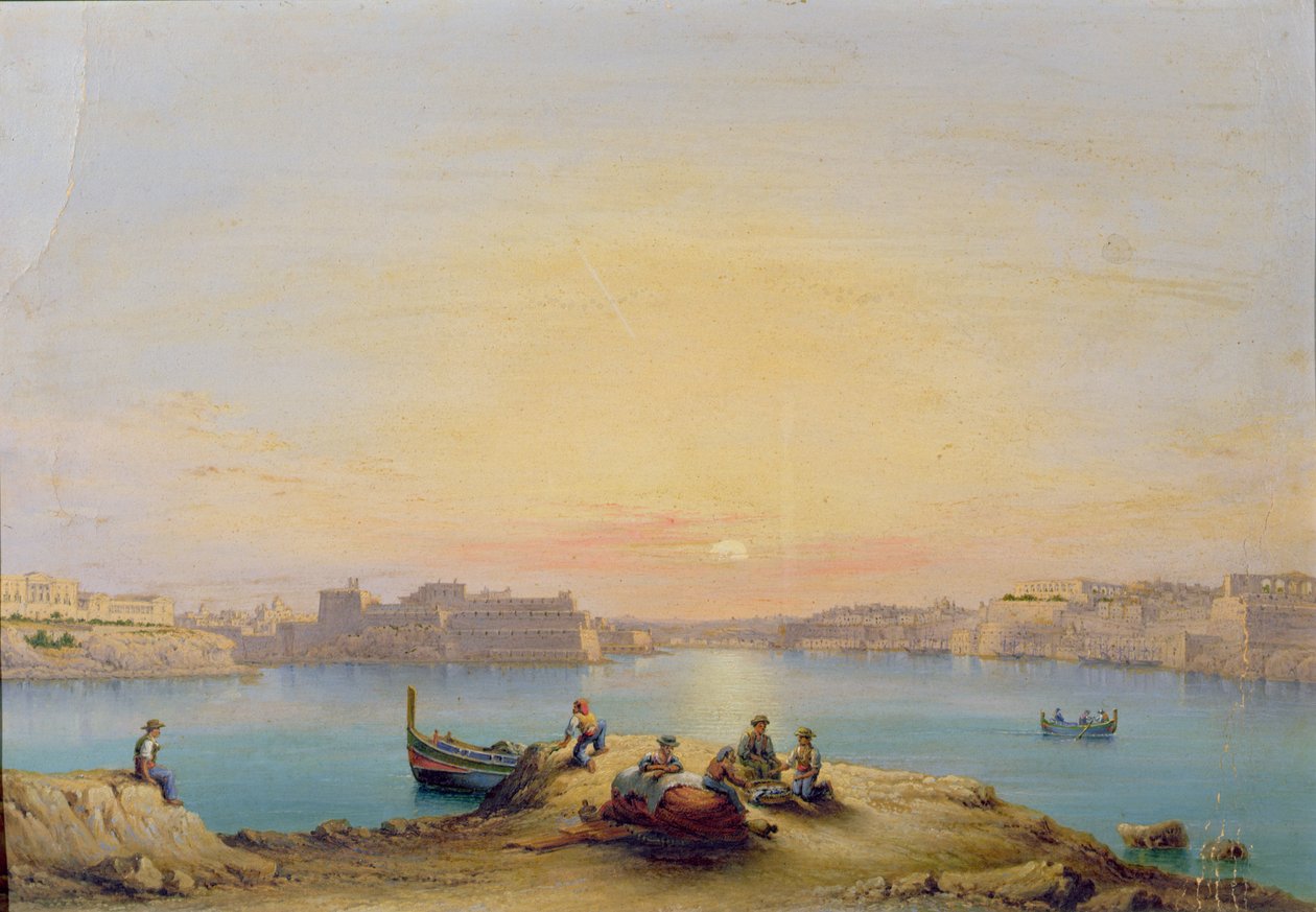 Puerto de Valetta al atardecer de Henry Charles Ferro