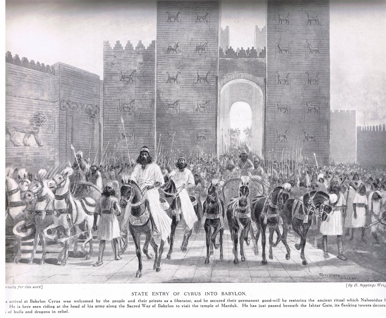 Entrada de Ciro en Babilonia, ilustración de 