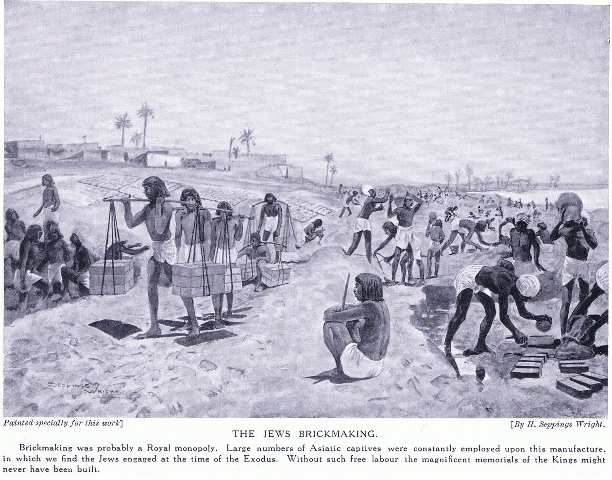 Los judíos haciendo ladrillos, c.1920 de Henry Charles Seppings Wright