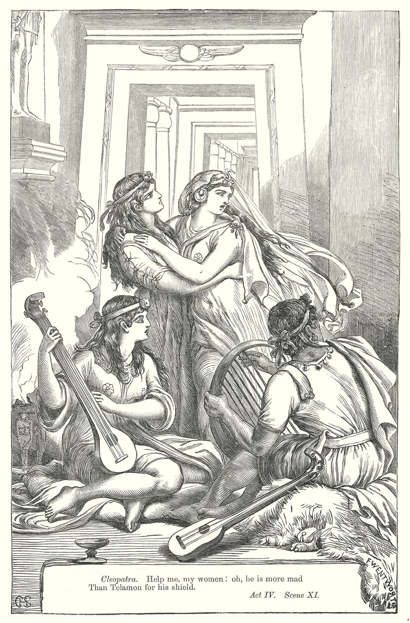 Antonio y Cleopatra (grabado) de Henry Courtney (after) Selous