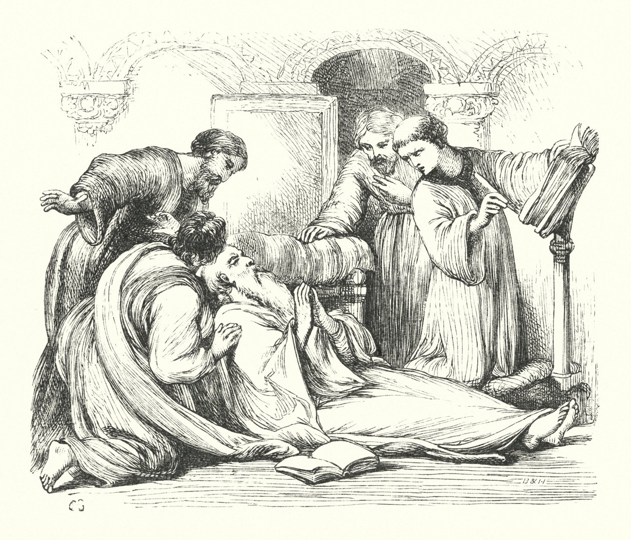 Muerte del Venerable Beda de Henry Courtney (after) Selous