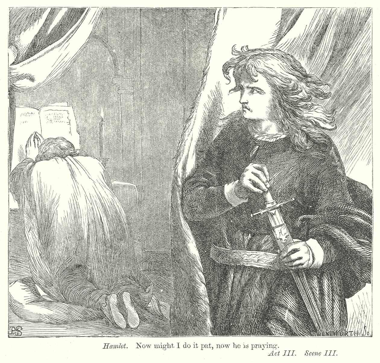 Hamlet (grabado) de Henry Courtney (after) Selous