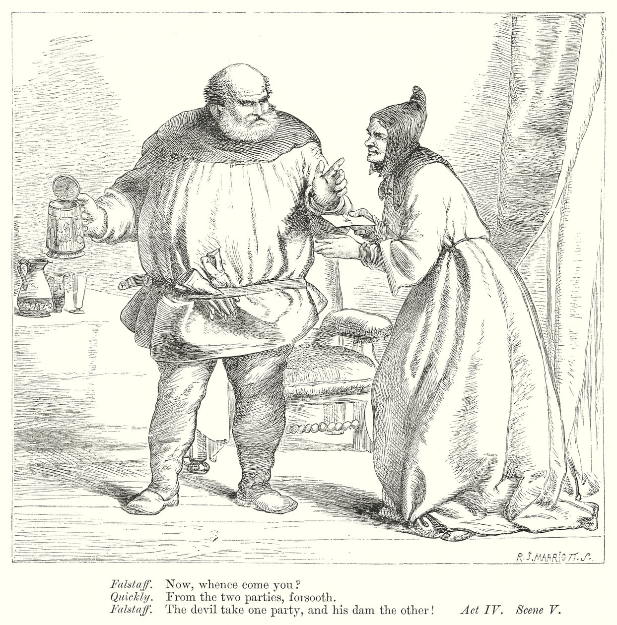 Las alegres comadres de Windsor (grabado) de Henry Courtney (after) Selous