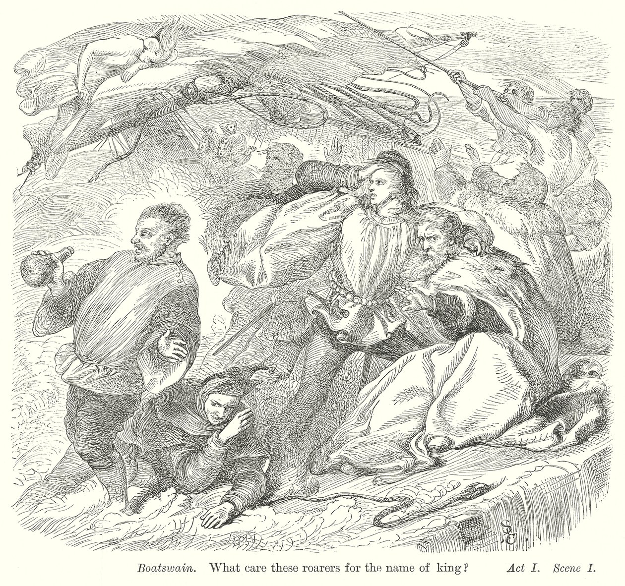 La Tempestad (grabado) de Henry Courtney (after) Selous