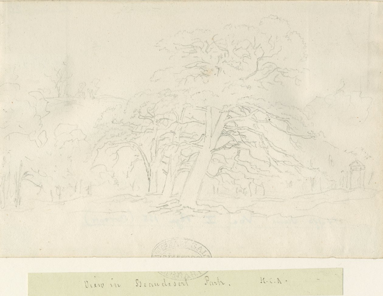 Parque Beaudesert: dibujo a lápiz, nd [1788-1855] de Henry Curzon Allport