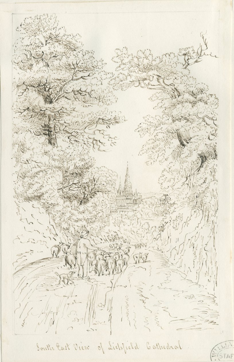 Catedral de Lichfield - Vista Sureste (distante) de Henry Curzon Allport