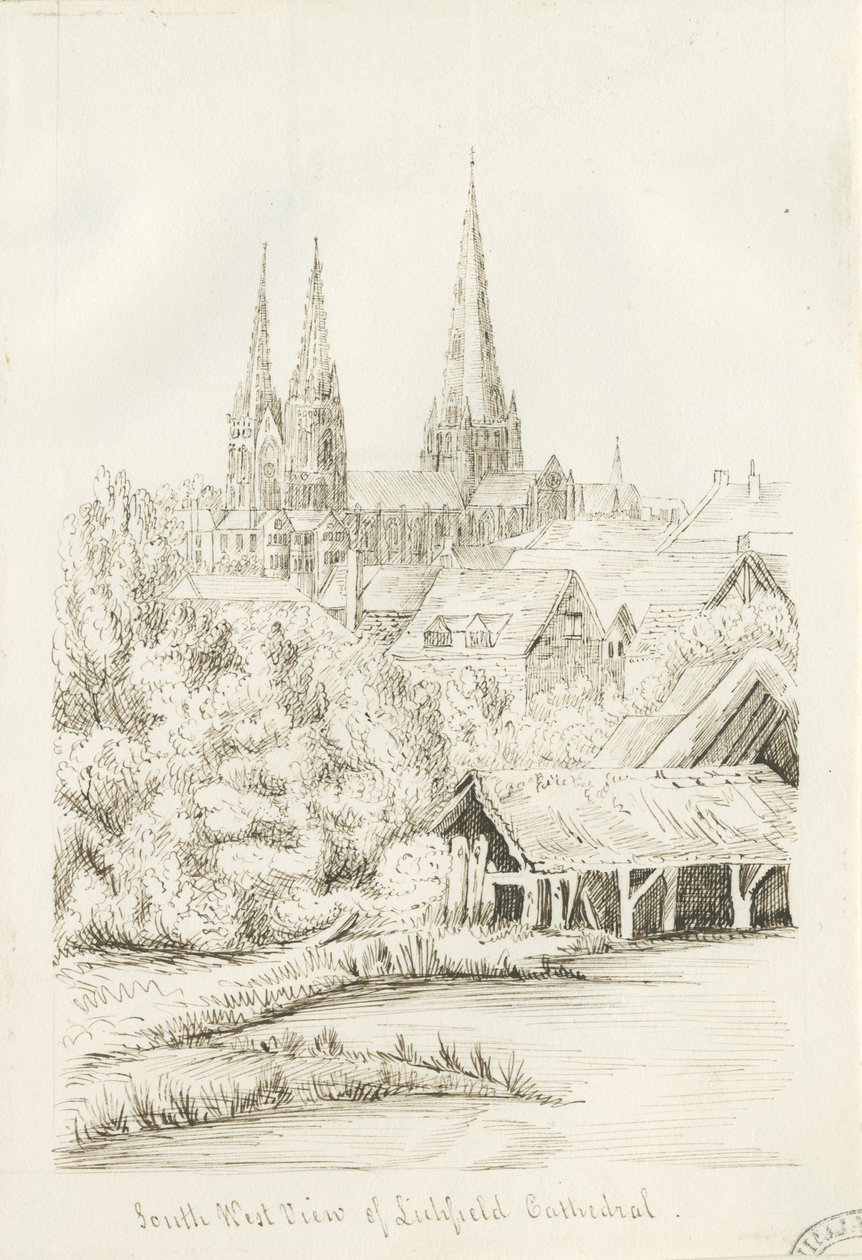 Catedral de Lichfield - Vista Suroeste de Henry Curzon Allport