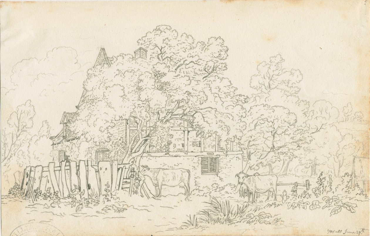 Yoxall - Casa de campo antigua: dibujo a lápiz, nd [c.1815] de Henry Curzon Allport