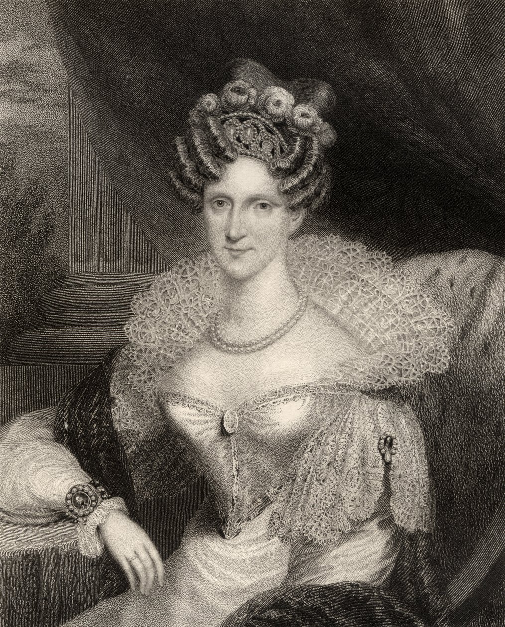 Princesa Adelaida de Sajonia-Coburgo Meiningen, grabado por H.R. Cook, de 