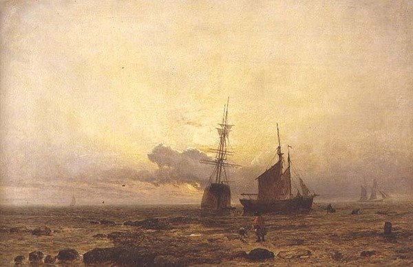 Escena costera, atardecer de Henry Dawson