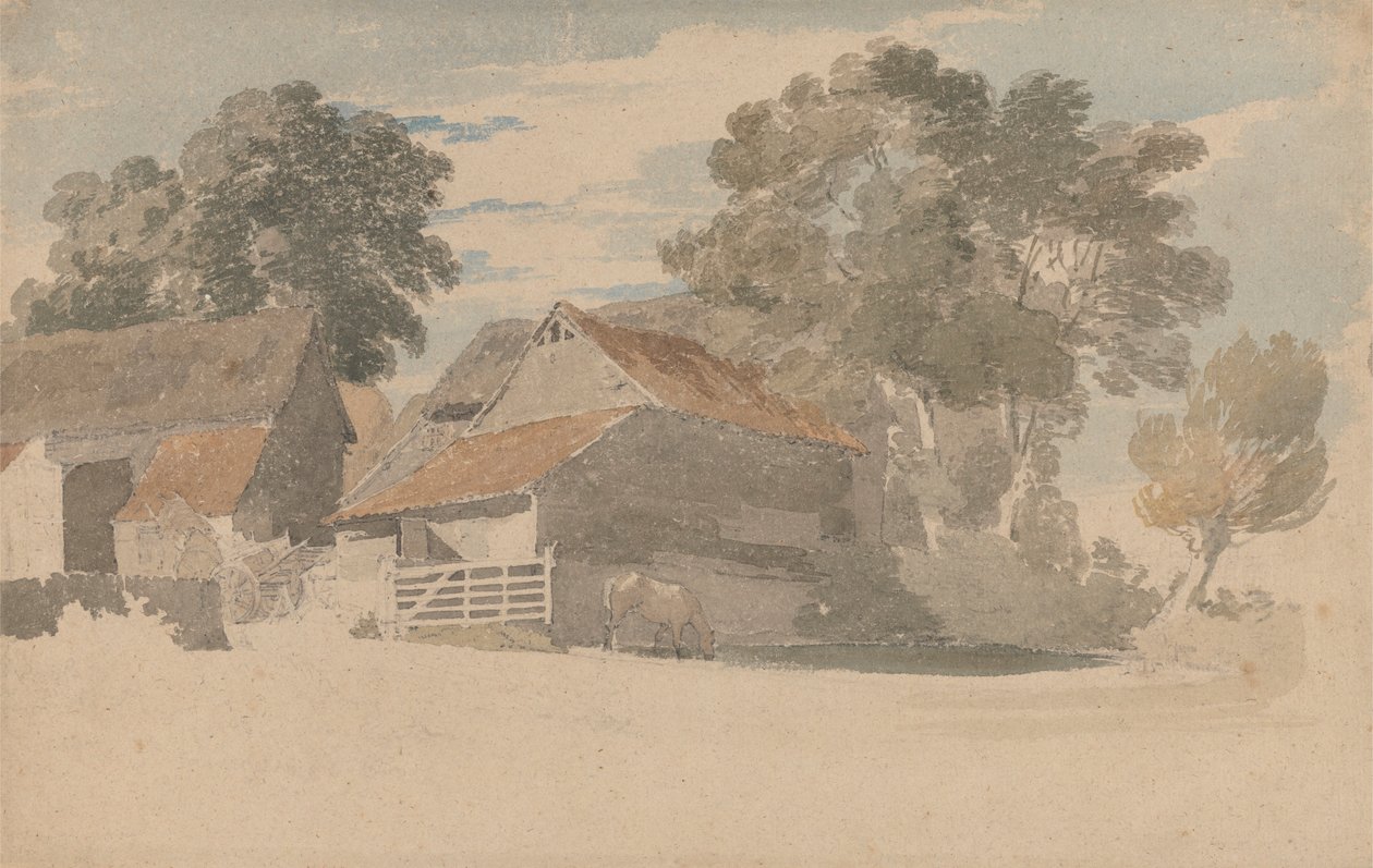 Edificios agrícolas con árboles de Henry Edridge