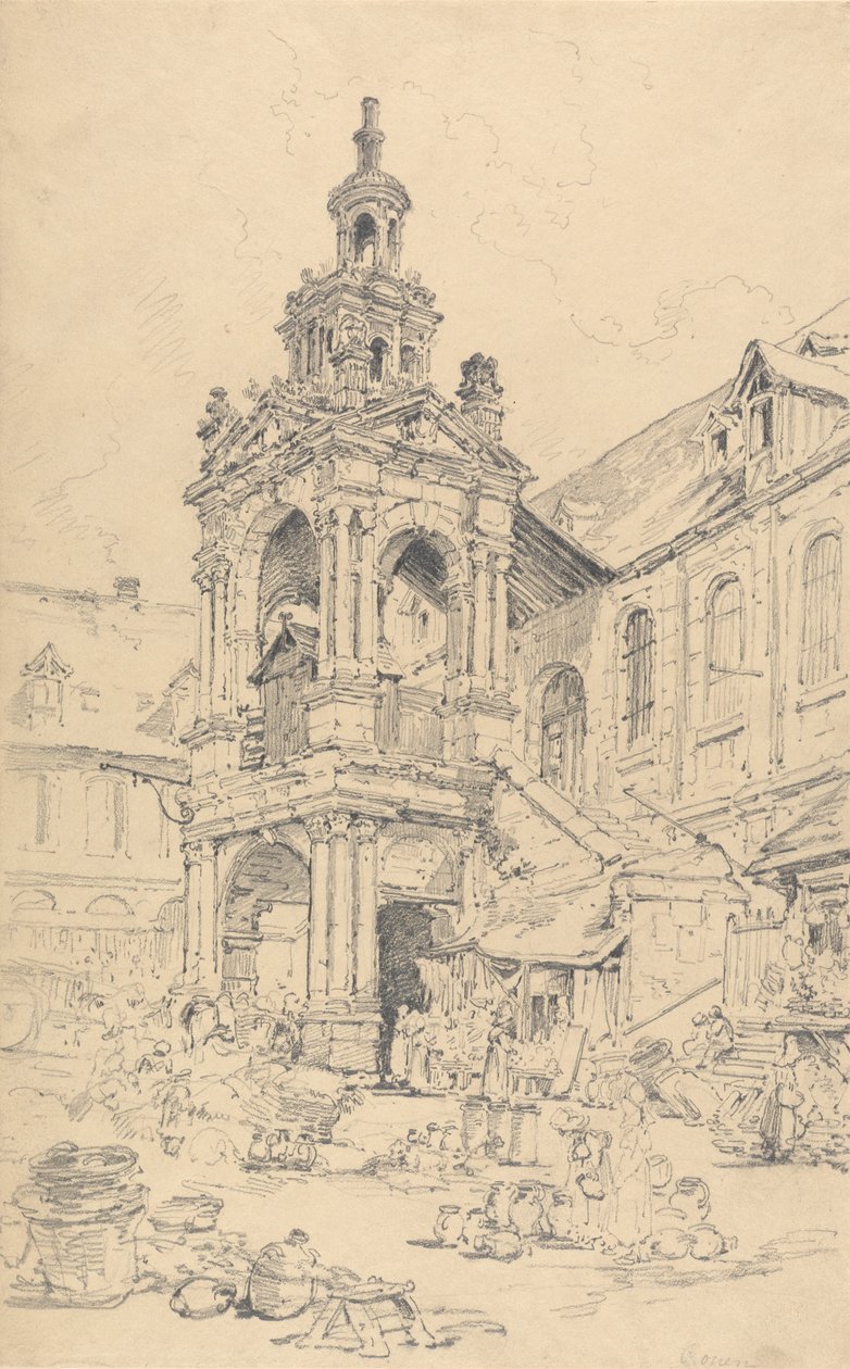 Pórtico del Halle de la Haute Vielle Tour, Ruán de Henry Edridge