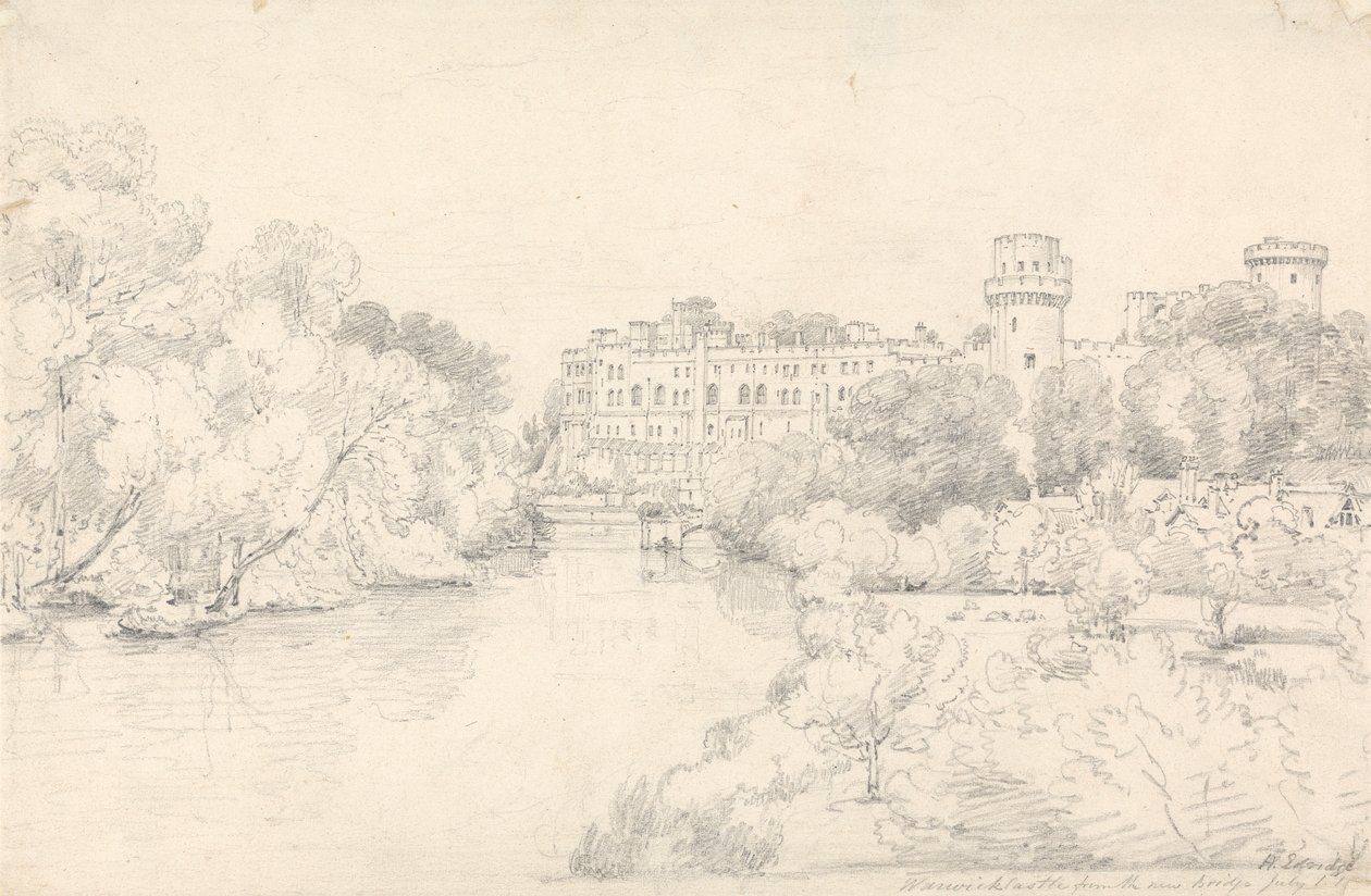Castillo de Warwick desde el Puente Nuevo de Henry Edridge