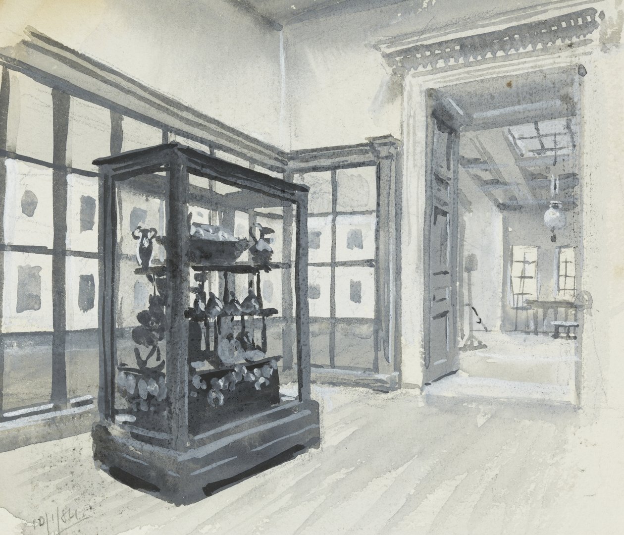 Vista interior del Museo Británico mostrando la galería de grabados de Henry Edward Tidmarsh